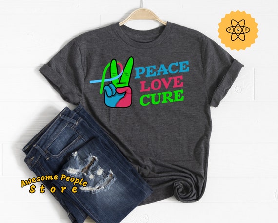 Hypotonia Shirt, Hypotonia Support, Hypotonia Awareness, I'm Living with Hypotonia, Peace Love Cure, Hypotonia Unisex, Hypotonia Ribbon