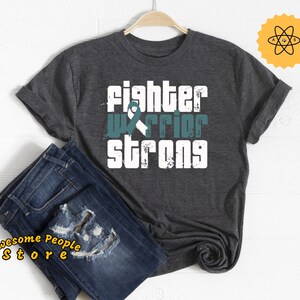 Cervical Cancer Shirt, Ovarian Cancer Support, Cervical Cancer Her Fight Is My Fight Shirt, Teal and White Ribbon, Tank Top, Hoodie