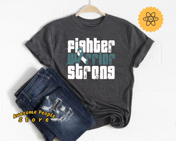 Cervical Cancer Shirt, Ovarian Cancer Support, Cervical Cancer Her Fight Is My Fight Shirt, Teal and White Ribbon, Tank Top, Hoodie
