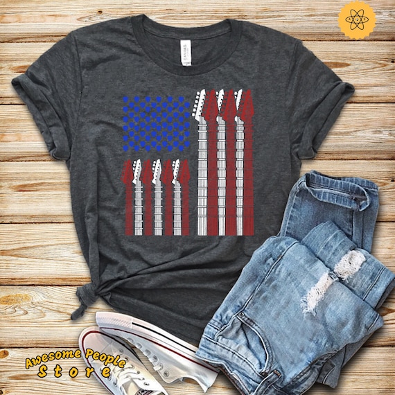 USA Flag Guitar Shirt, Guitarist Shirt, USA Flag Guitar Gift, Guitar Player Pick T-Shirt, Guitar Shirt, American Guitar Gift, Musician, Tank