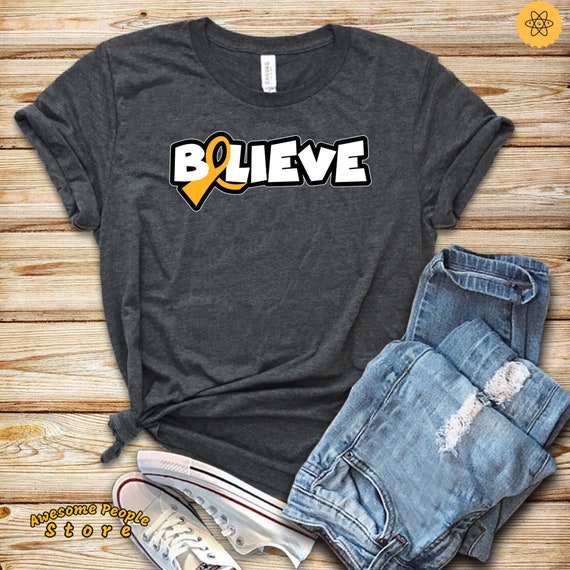 Believe Shirt, Childhood Cancer, Gold Ribbon, Childhood Cancer Awareness, Tank Top, Hoodie, Childhood Cancer Survivor, Kid Cancer Shirt