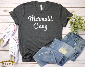 Sirena Gang T-Shirt/Ladies Beach T-shirt/carina spiaggia camicia/Mermaid Girl T-Shirt/carino donne T-Shirt