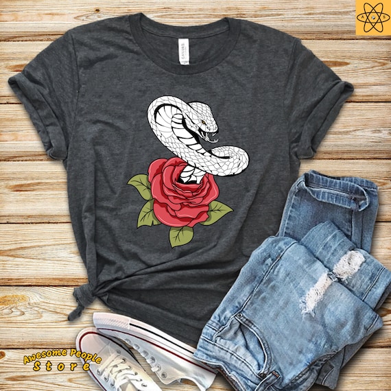Cobra T-Shirt / Cobra Print Graphic Shirt / Rose Shirt In Two Colours / Cobra Lover Clothing / Cobra Owner TShirt / Cobra Snake Hoodies