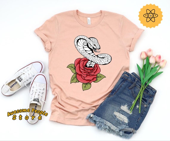 Cobra T-Shirt / Cobra Print Graphic Shirt / Rose Shirt In Two Colours / Cobra Lover Clothing / Cobra Owner TShirt / Cobra Snake Hoodies