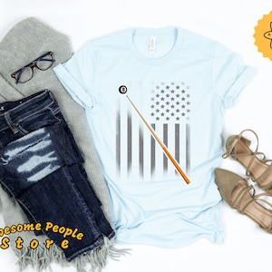 Billiard Lover, American Flag Stick 8 Ball Rack, Billiards Shirt, Pool Player, Billiard Shirt, Pool Balls, 8 Ball Shirt, Billiards, Unisex