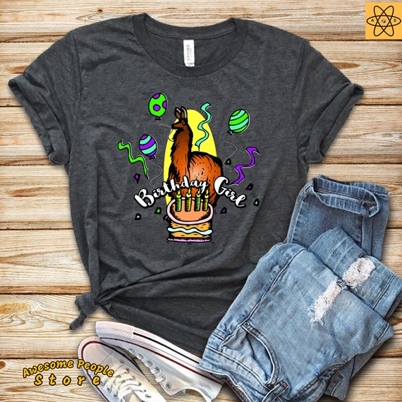 Llama Birthday Shirt / Birthday Girl T-Shirt Gift / Cute Llama Tee for Girls / Llama Matching Party Tshirt / Llama Lover