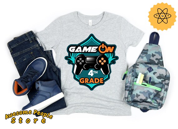 Boy's Game On 1st 2nd 3rd 4th 5th Grade Shirt With Black Gamer Theme / First Day Back to School Shirts / Funny 4th Grade School Shirt