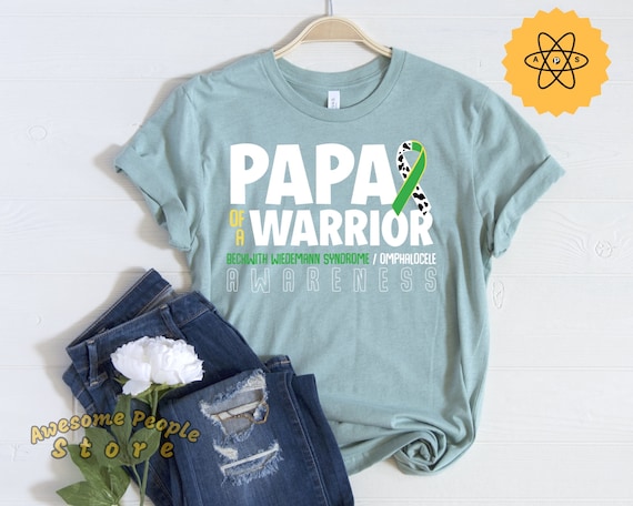 Grandpa Of A Warrior, Papa Beckwith Wiedemann Syndrome, Omphalocele Awareness, Yellow Green Ribbon, Black Ribbon, Omphalocele Ribbon, Unisex
