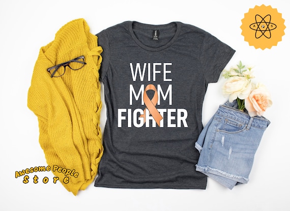 Uterine Cancer Wife Mom Fighter / Uterine Cancer Awareness Shirt / Endometrial Cancer Gift / Peach Ribbon T-shirt / Wife Mom Fighter Shirt