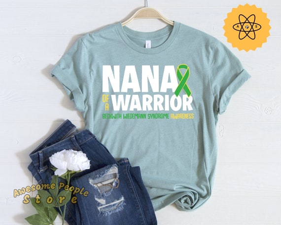 Nana Grandma Of A Warrior, Beckwith Wiedemann Syndrome, Beckwith Awareness, Yellow Green Ribbon, Black Ribbon, Beckwith Ribbon, Unisex Tee