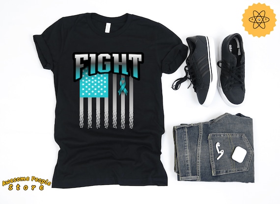 Thyroid Cancer Fight Flag, Thyroid Cancer Awareness Month, Thyroid Cancer Shirt Gift, Teal Blue Ribbon, Teal Ribbon Shirt, Thyroid Tee