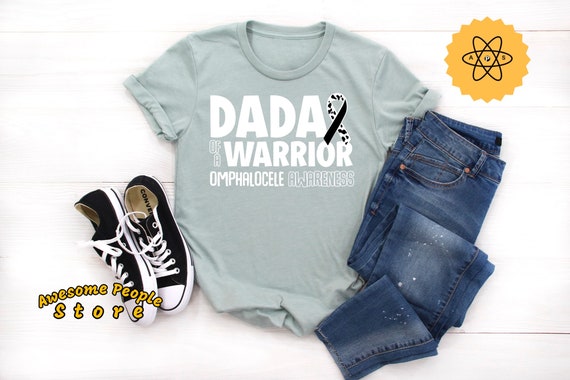 Dada Of A Warrior, Omphalocele Syndrome, Omphalocele Awareness, Black White Ribbon, Black Ribbon, Omphalocele Ribbon, Unisex Tee, Dad