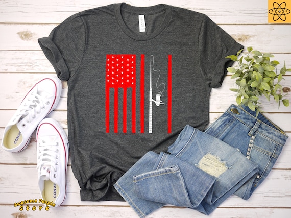 American Flag Fishing / Fishing Gifts For Men / USA Fishing Tshirt / Fisherman Gift / Fishing / Fishing Womens Tee / USA Fisherman Shirt