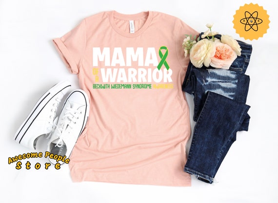 Mama Of A Warrior, Beckwith Wiedemann Syndrome, Beckwith Awareness, Yellow Green Ribbon, Black Ribbon, Beckwith Ribbon, Unisex Tee