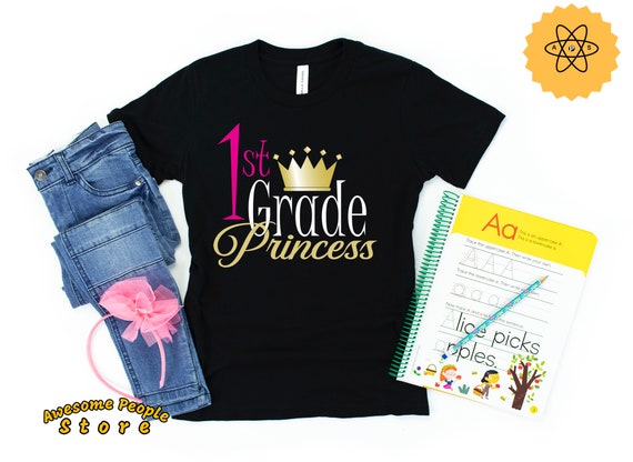 First Grade Princess Shirt / First Day Back to School Shirts / Girl's Kindergarten 1st 2nd or 3rd Grade Princess Shirt With Crown / Princess