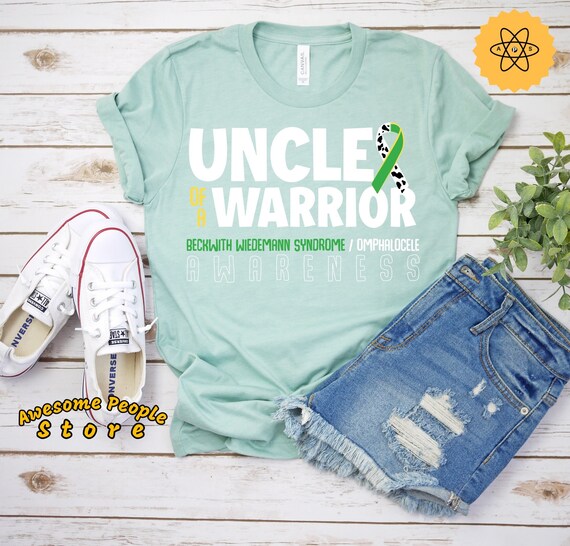 Uncle Of A Warrior, Beckwith Wiedemann Syndrome, Omphalocele Awareness, Yellow Green Ribbon, Black Ribbon, Omphalocele Ribbon, Unisex Tee
