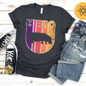 Vintage Hippo, Retro Hippo Shirt, Animal Shirt, Hippo T-shirt, Hippo Lover Gift, Safari Shirt, Womens Graphic, Funny Hippo, Hippo Art, Zoo