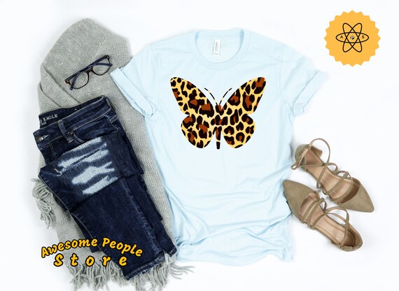 Valentine Leopard Butterfly Shirt, XOXO Love Shirt, Valentines Gift For Her, Love Heart Shirt, Love Butterfly, Butterfly Gift, Butterfly Tee