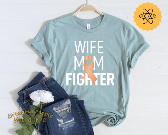 Uterine Cancer Wife Mom Fighter, Uterine Cancer Awareness Shirt, Endometrial Cancer Gift, Peach Ribbon T-shirt, Wife Mom Fighter Shirt, Mom