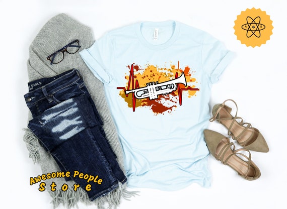 Trumpet Shirt, Trumpet Gift, Trumpet Heartbeat,Shirt, Musician Shirt, Trumpet Player Shirt, Marching Band Gift, Trumpet Teacher, Trumpet