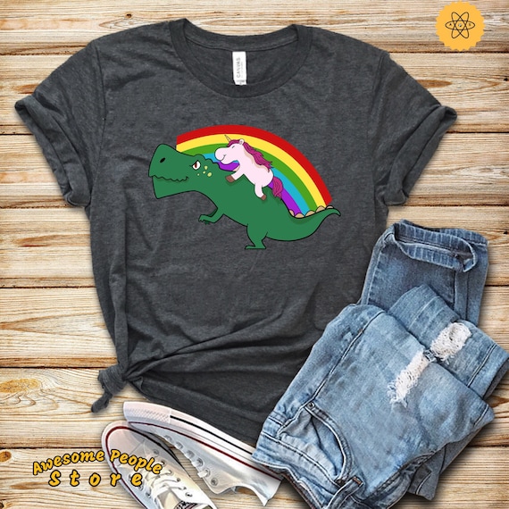 Unicorn Dinosaur Shirt, Unicorn Shirt, Unicorn Gifts, Unicorn Riding T-Rex, Funny Unicorn, Tyrannosaurus Rex Shirt, Unicorn Print, T Rex