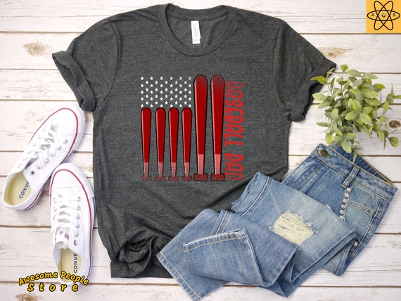 Proud Baseball Dad / American Flag / Game T-Shirt / Baseball T-Shirts / Men's Baseball Shirts / Ballgame Shirts / Dad of Boys Shirt