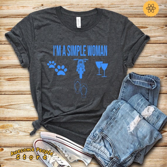I’m A Simple Woman Shirt, Love Wine Flip Flop, Dog and Bike, Biker Girl Shirt, Biker Gifts for Her, Women Bike Shirt, Bike Shirt Gift, Mom