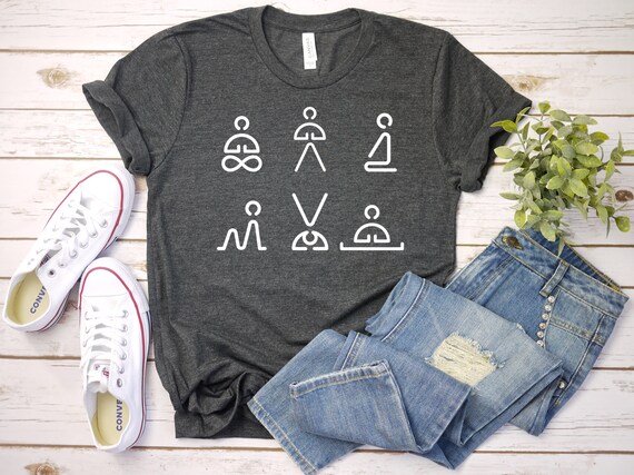 Yoga Positions Graphic Tshirt /  Namaste - Workout Clothes / Fitness Exercise T-Shirt Women / Yoga Lovers Tshirt