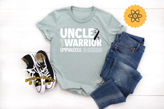 Uncle Of A Warrior, Omphalocele Syndrome, Omphalocele Awareness, Black White Ribbon, Black Ribbon, Omphalocele Ribbon, Unisex Tee
