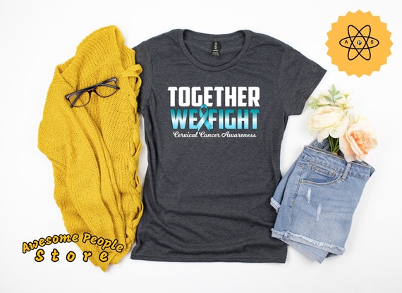 Cervical Cancer Shirt, Ovarian Cancer Support, Cervical Cancer Her Fight Is My Fight Shirt, Teal and White Ribbon, Tank Top, Hoodie
