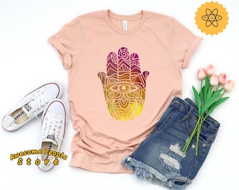 Camisa mano de Fátima, Hamsa, Camisa Hamsa, Regalo hamsa, Camisa Hamsa Judía, Camisa de Mano Hamsa, Regalo mano de la mano, Camisa espiritual, Tercer Ojo