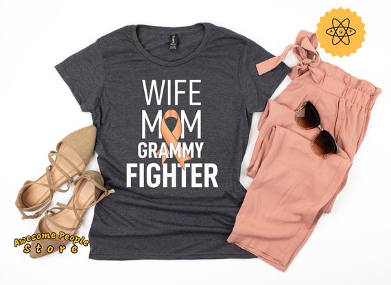 Uterine Cancer Wife Mom Fighter / Uterine Cancer Awareness Shirt / Endometrial Cancer Gift / Peach Ribbon T-shirt / Wife Mom Grandma Fighter