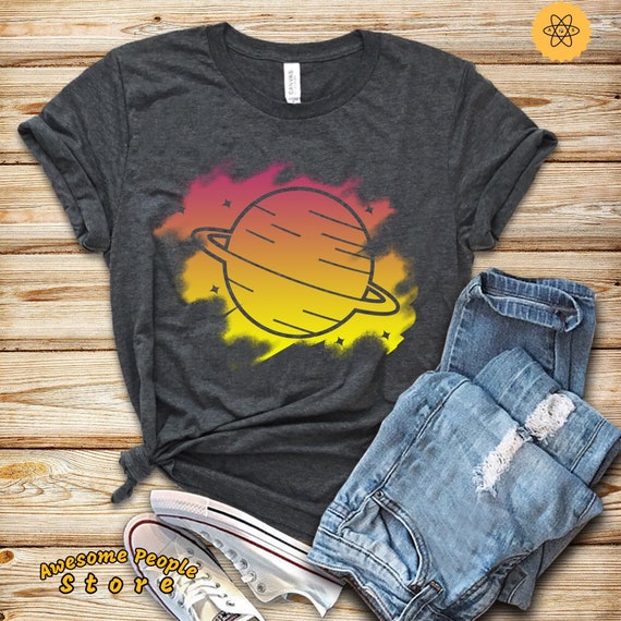 Neon Saturn T Shirt, Planet Saturn Shirt, Vintage Solar System, Solar System, Universe, Science Teacher, Astronaut, Astrology, Astronomy
