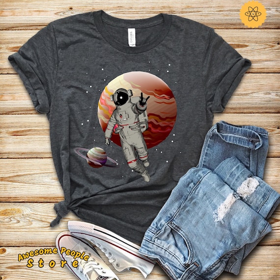 Astronaut Greeting Peace T shirt / Astronomy Cosmonaut Cosmos Space Earth T shirt / Geek Nerd Shirt / Lovely To the Moon and Back T shirt