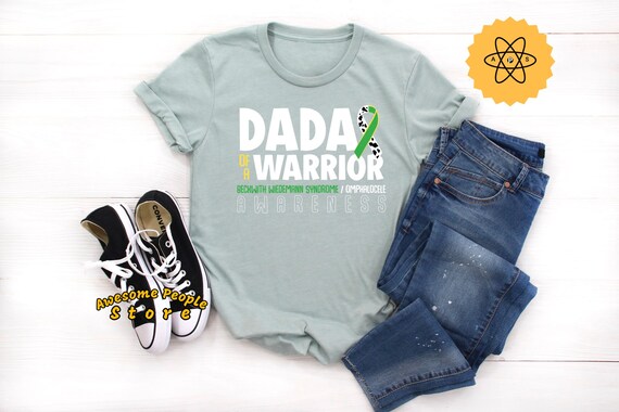 Dada Of A Warrior, Beckwith Wiedemann Syndrome, Omphalocele Awareness, Yellow Green Ribbon, Black Ribbon, Omphalocele Ribbon, Unisex Tee