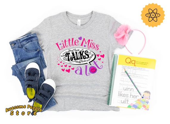 Girls Back to School Shirt / Little Miss Talks a Lot Shirt / First Day of School Shirt / Kids Back to School / Funny Pink Heart Shirt