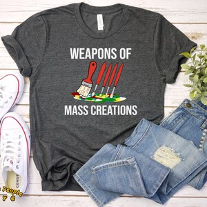 大量創造の武器 - 面白い美術教師 - ペイントブラシ半袖Tシャツ