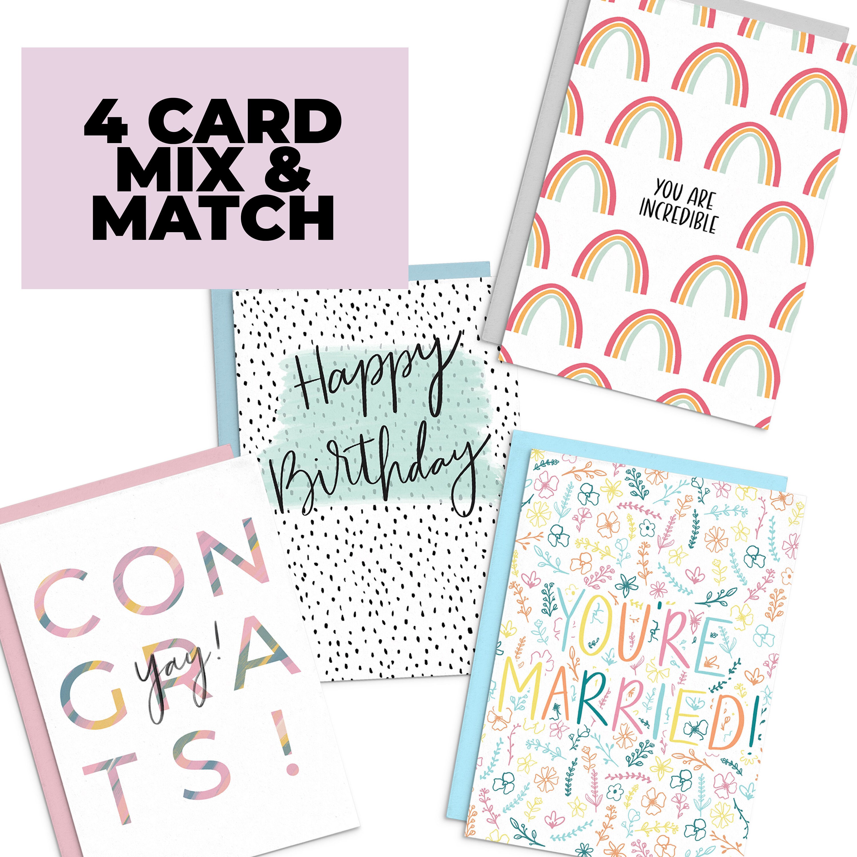 4 Pack Discount Greeting Card Birthday Card for Friend Etsy