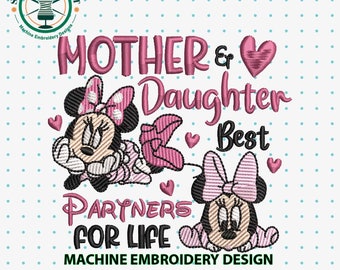 Mother's Day Embroidery Design, Mother And Daughter Embroidery Design, Customized Mother And Daughter Embroidery Design, Instant Download