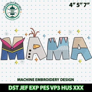 Mother's Day Embroidery Design, Mama Cartoon  Embroidery Design, Customized Mama Cartoon  Embroidery Design, Instant Download