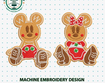 Christmas Gingerbread Embroidery Design, Christmas Mouse Embroidery Machine Design, Merry And Bright Embroidery Design, Instant Download