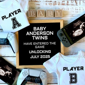 Digitale Videospiel-Player Schwangerschaftsankündigung, Social Media Videospieler Zwillinge Baby Reveal, Gaming Buddy Twins Schwangerschaftansage