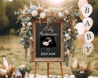 Pregnancy Announcement Digital Gender Neutral Boho Baby Announcement Social Media Pregnancy Reveal Nature Birth Announcement  Expecting Mom