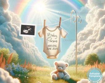 Rainbow Baby Announcement Digital Rainbow Pregnancy Reveal Social Media Religious Baby Announcement Heaven Christian Baby Shower Mom Gift