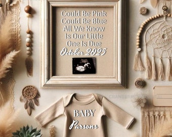 Boho Baby Announcement Digital Boho Pregnancy Reveal Social Media Bohemian Birth Announcement Gender Nuetral Gift For Expecting Mom To Be