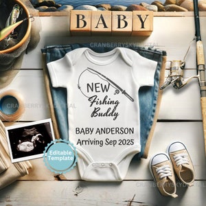 Vissen Babyaankondiging Digitaal, Fishing Buddy Zwangerschap Reveal Social Media Camping Outdoor Baby Reveal For Fisherman Dad To Be,
