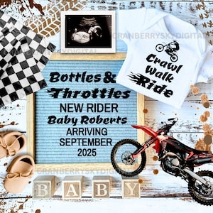 Dirt Bike Babymitteilung, Biker-Schwangerschaftsankündigung, Dirt Biker-Babyankündigung Social Media Schwangerschaftsankündigung Baby enthüllen