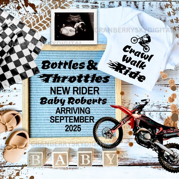 Dirt Bike Baby Announcement, Biker Pregnancy Announcement, Dirt Biker baby announcement Social media pregnancy announcement baby reveal