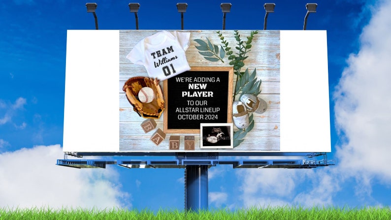 Digital Sports Baby Announcement,Editable Baseball Pregnancy Announcement, Baseball Baby Announcement, all star lineup baby announcement image 4