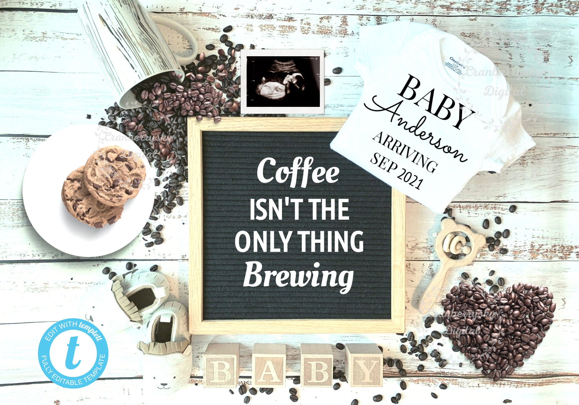 Digital Coffee Pregnancy Announcement Coffee Baby Etsy Canada